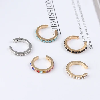 

1PC Minimalist CZ Ear Cuff Jewelry Clip-on Earrings No Piercing Korean Gold Earcuff Not Pierced Cricle Hoop CZ Ear Cuff Jewelry