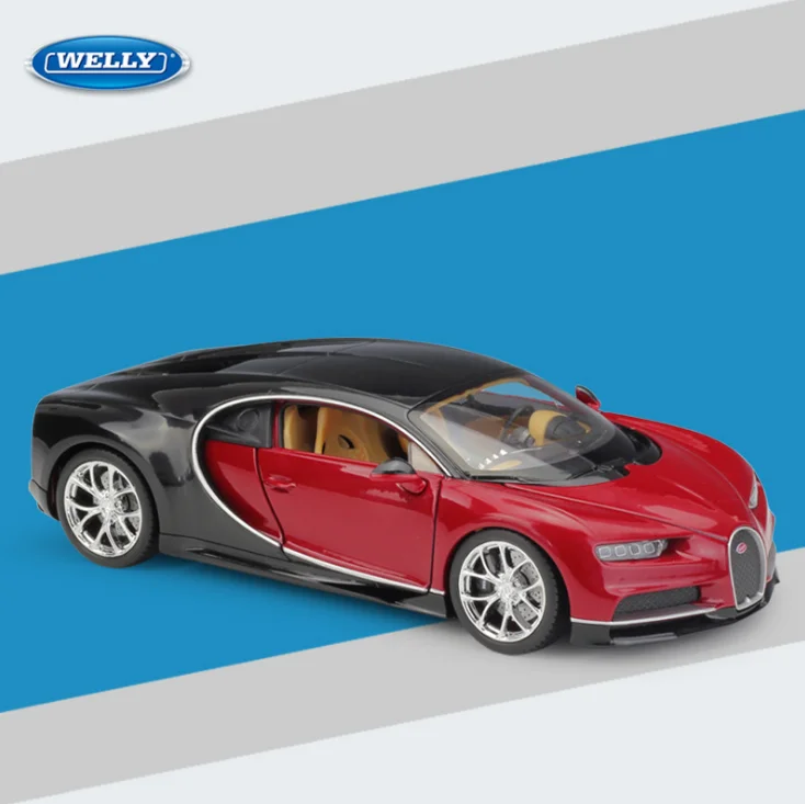 Модель автомобиля Welly Bugatti Chiron из сплава под давлением в масштабе 1:24 игрушка для