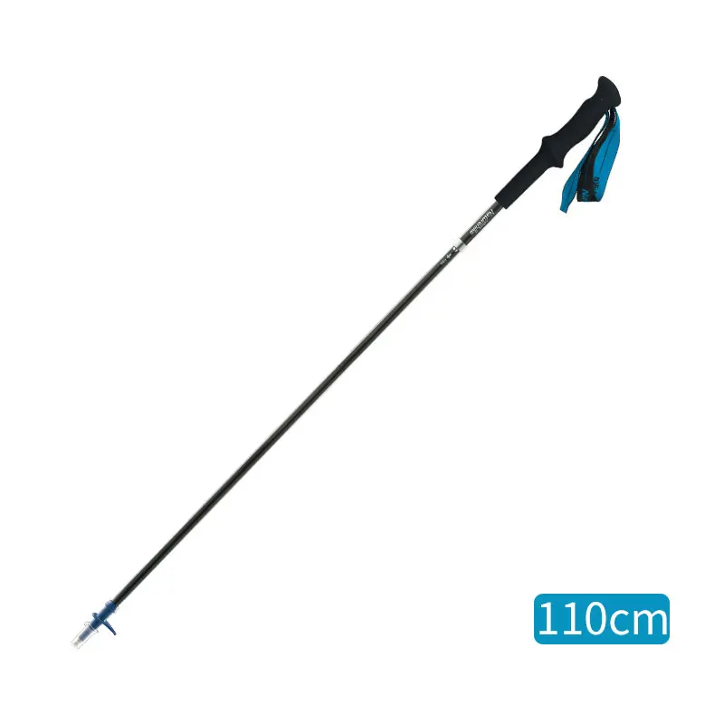 Blue 110cm Naturehike Ultralight 4-sections Foldable Adjustable Trekking Poles Carbon Fiber Walking Hiking Sticks NH18D020-Z - Color: Blue 110cm