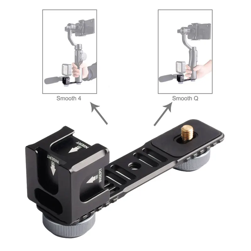PULUZ 4 Head Cold Hot Shoe Mount Adapter Microphone Flash Light Holder Bracket For Zhiyun Smooth 4 Stabilizer Accessories