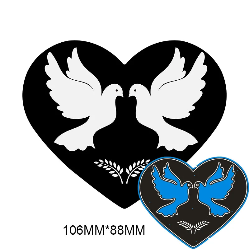 Metal Cutting Dies Pigeons with Heart For Card DIY Scrapbooking stencil Paper Craft Album template 106*88mm | Дом и сад