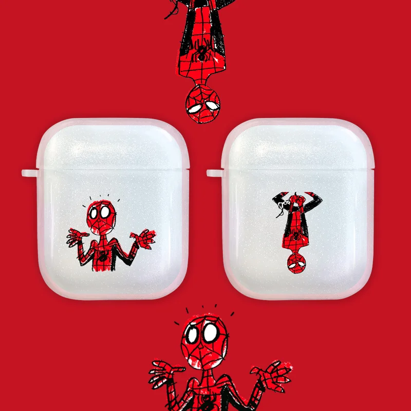

Spider-Man Wireless Bluetooth Earphone Case For Apple Airpods Flash powder Soft TPU Charging Headphones Cases For Airpods Cover