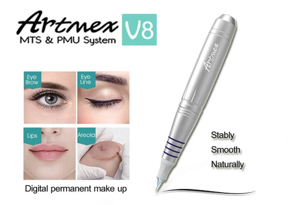 Artmex V8 профессиональная цифровая Перманентная машина для татуажа глаз бровей губ Вращающаяся ручка МТС пму система с иглой для татуажа