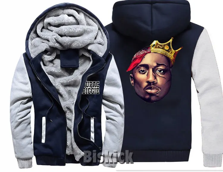 Новая мода для мужчин wo Мужская теплая Толстая куртка зимняя теплая tupac biggie хипстер уличная бархатная Толстовка Топ толстовки