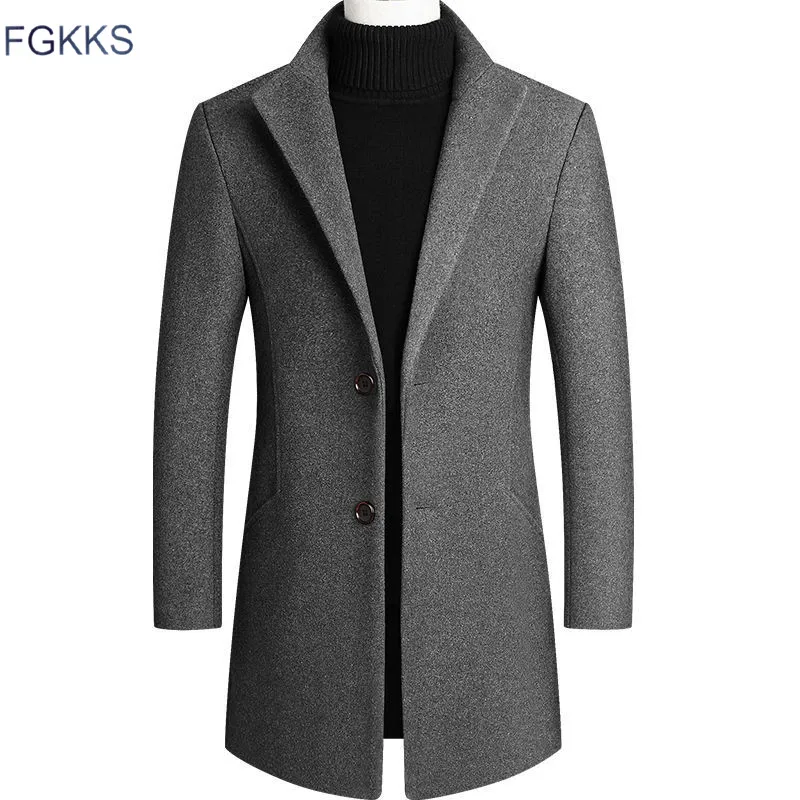 FGKKS New Men Wool Blend Coat Slim Fit Business Male Wool Blend Coats Casual Fashion Warm Men Coat FGKKS New Men Wool Blend Coat Slim Fit Business Male Wool Blend Coats Casual Fashion Warm Men Coat