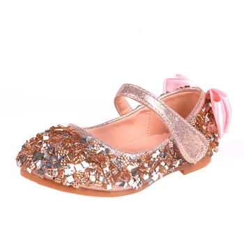 

New Girls Dance Shoes Princess Crystal Leather Shoes Children High Heeled Baby Casual Breathable Toddler Kids Shoes