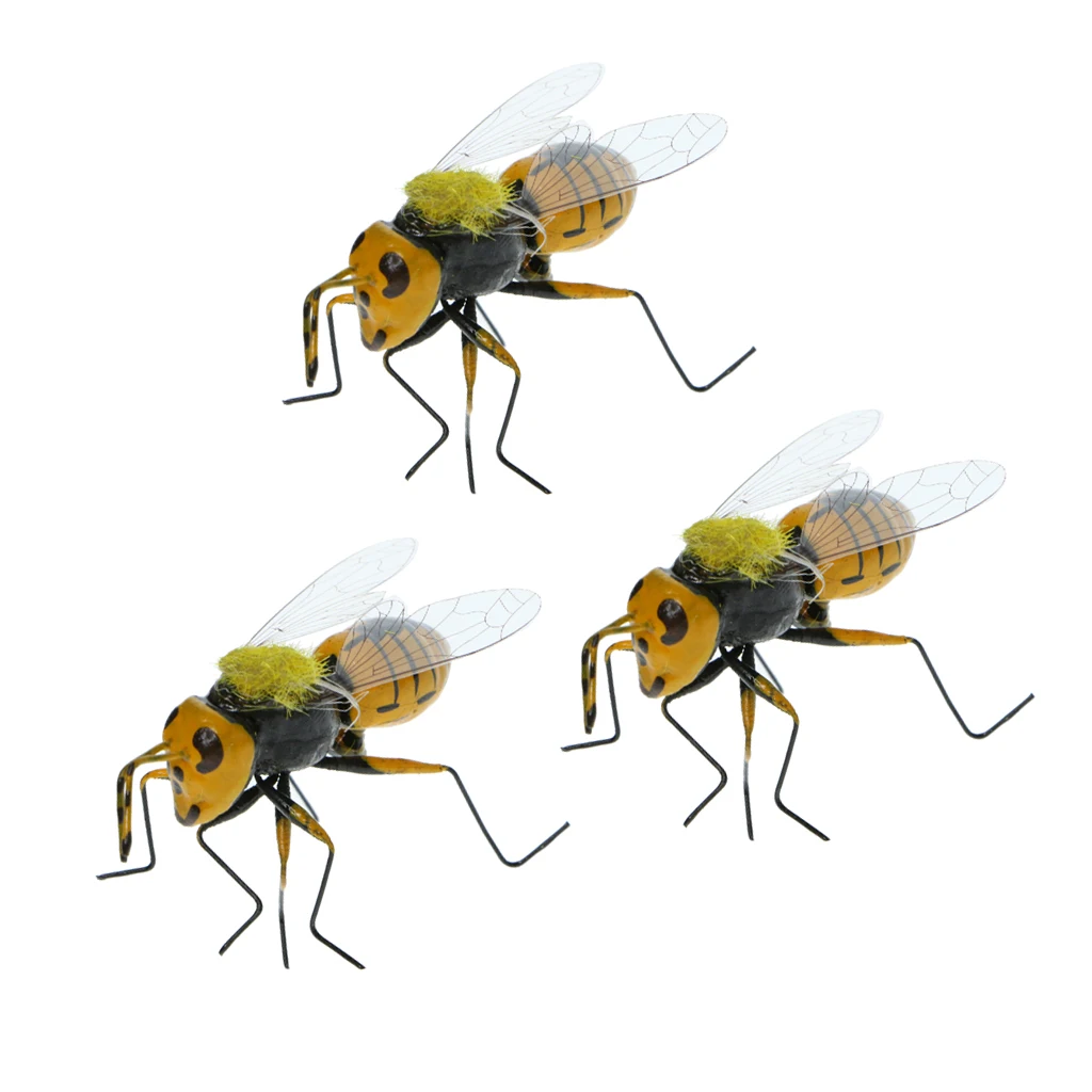 3 Piece Bee Realistic Insect Pot Hangers Fridge Magnet Colorful Garden Decor