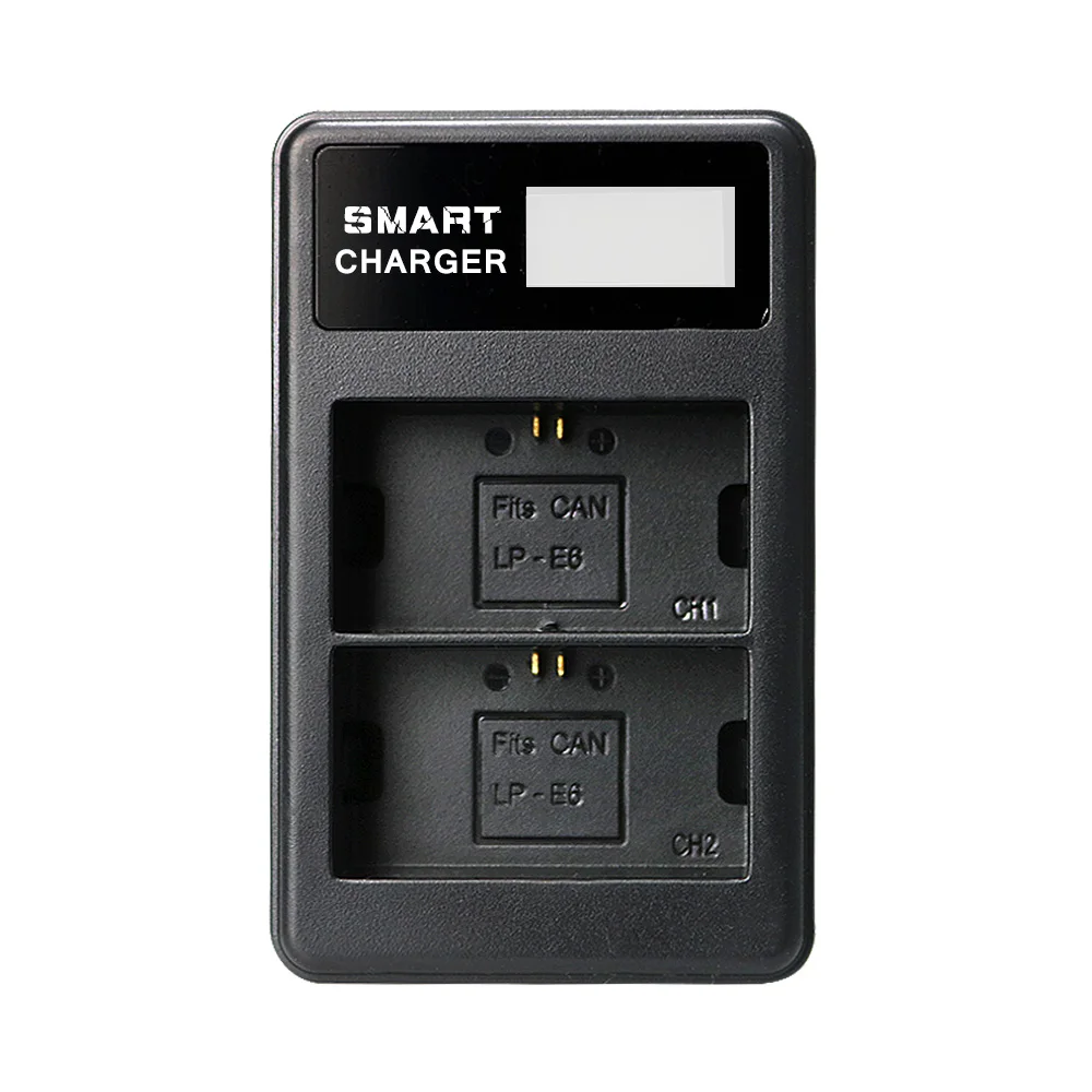 Battery Charger Rechargeable Lithium Batteries LP E6 LPE6 LP-E6 E6N Battery+LED Dual Charger Kit for Canon EOS Cameras