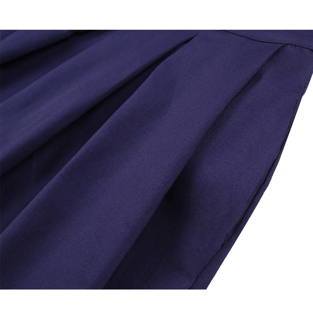 Women Gothic Solid Color Blue Pleated Skirt Summer High Waist Korean H ...