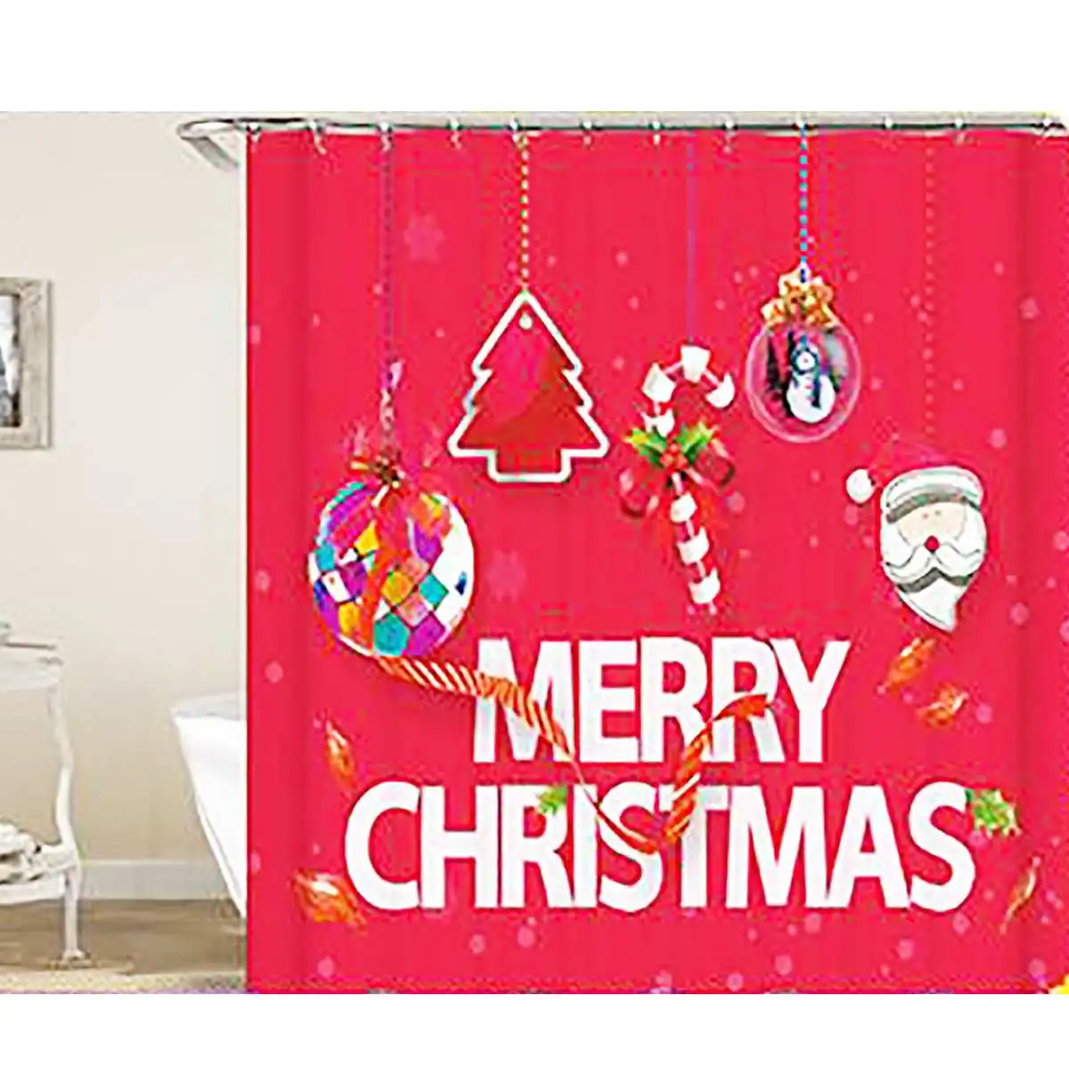 Type 1 Merry Christmas занавеска для ванной, водонепроницаемый Рождественский коврик для ванной с Санта Клаусом, крышка для унитаза, полиэстер/фланелевая занавеска для душа - Цвет: Type 1