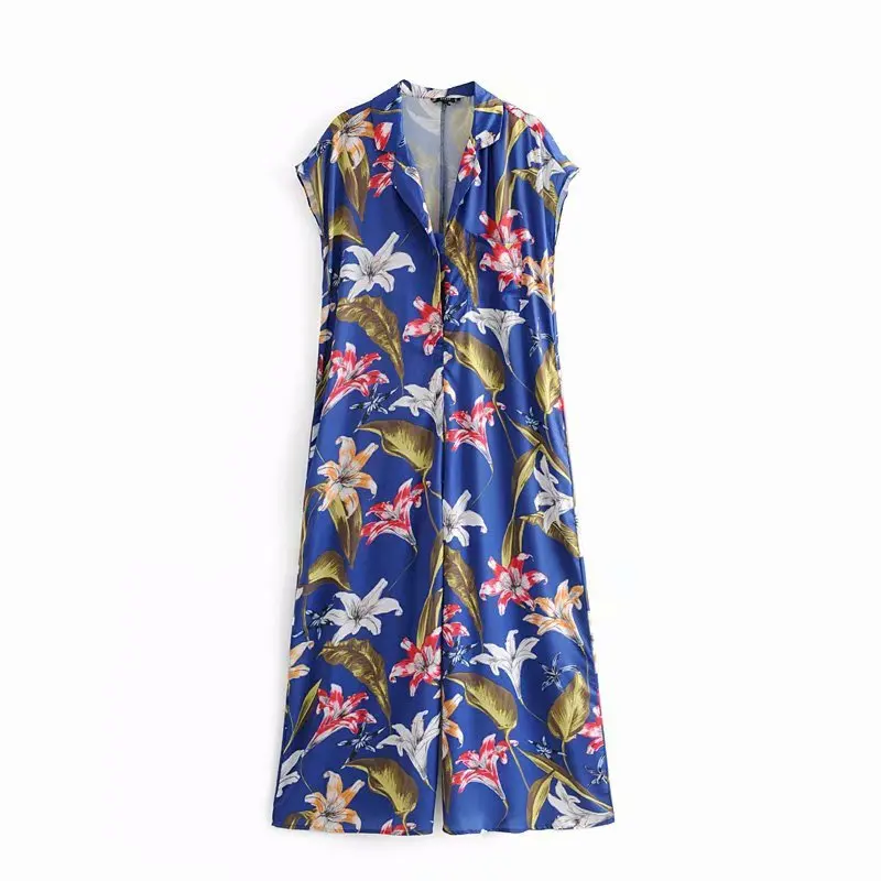 

Western Style 2019 Summer New Style Loose-Fit Slimming Versatile Sleeveless Flower Printed Onesie Women's WOMEN'S Dress