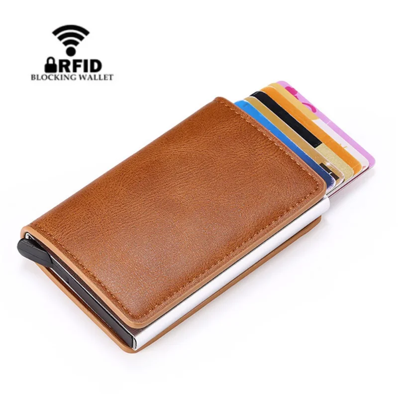

2020 RFID Anti-Theft Automatic Wallet Credit Card Holder PU Leather Fashion Card Wallet Card Case Men And Women Wallet Purse