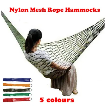 

Portable Parachute Hammock Outdoor Camping Portable Hammocks Comfortable Hanging Nylon Mesh Rope Hammocks