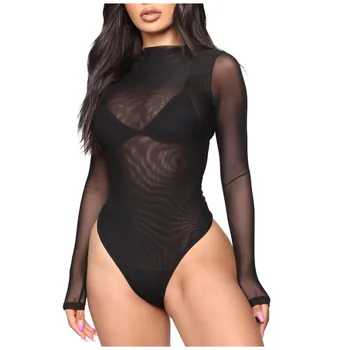 

Solid Sexy Bodysuit Summer Women Long Sleeve One Piece Bodysuit Sexy Woman Clothes Romper Short Jumpsuit Overalls Female Tops