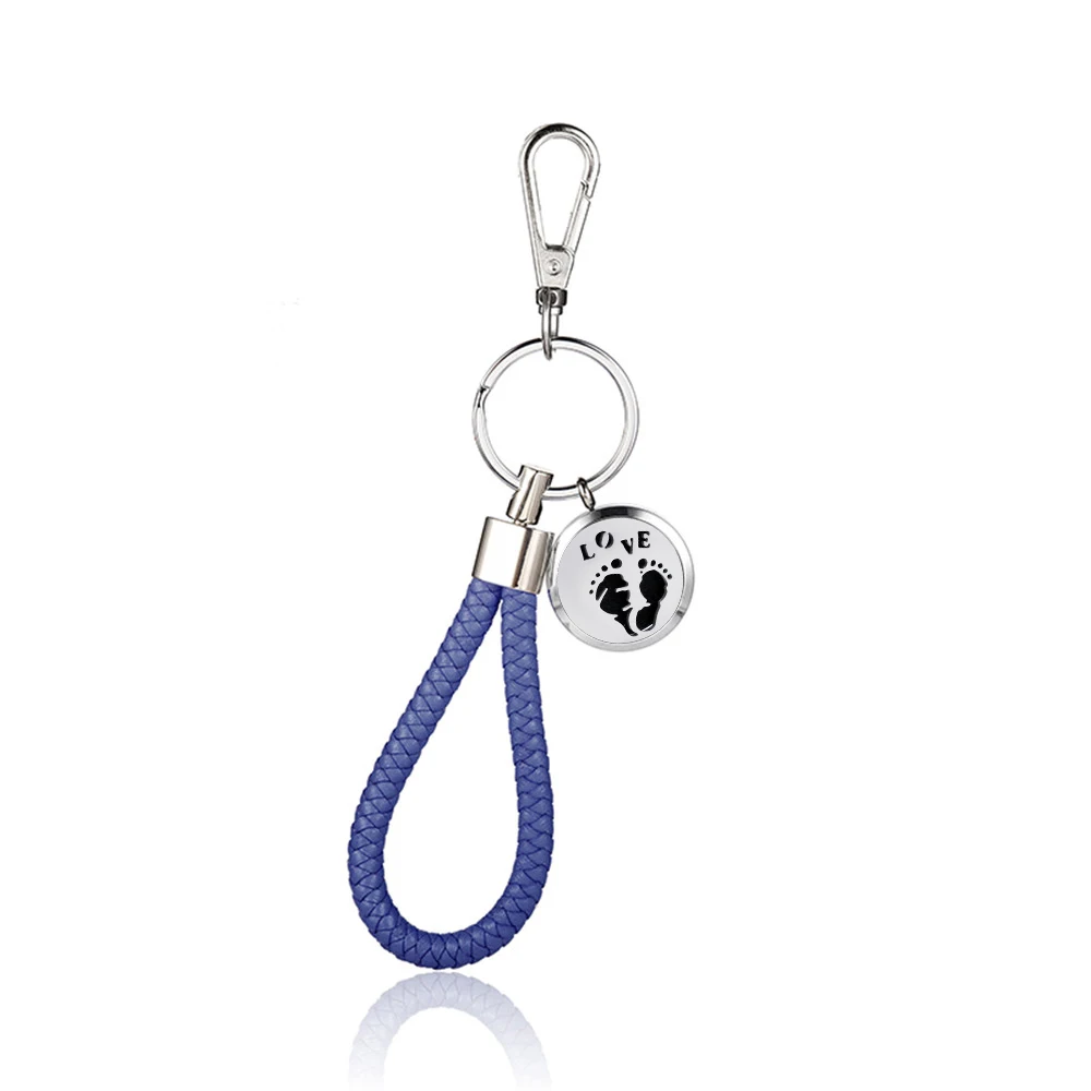 PU Leather Braided Woven Rope keychain DIY bag Pendant Key Chain Holder Car Keyrings Men Women Keychain Aroamatherapy Locket - Цвет: AS-KC-P-7-5