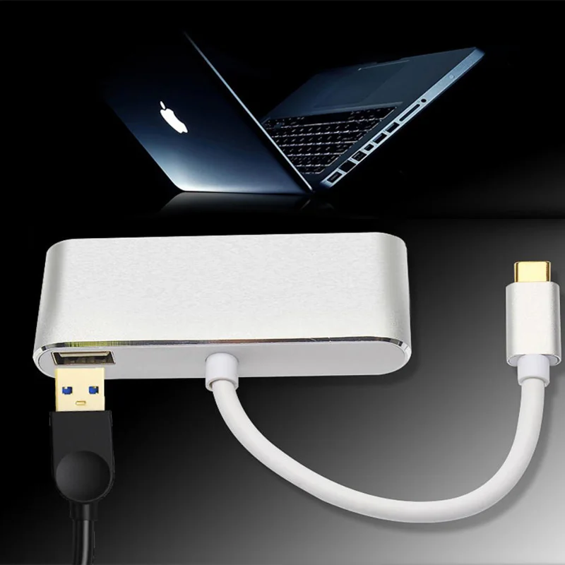 Адаптер для usb-концентратора типа C 3 в 1 Тип с разъемами типа C и 4K HDMI USB 3,1 QI Беспроводная зарядка мульти-порт конвертер разделитель для MacBook Pro PC компьютер