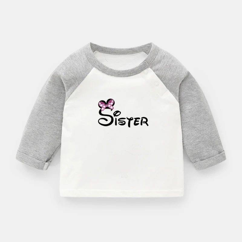 Милая Детская футболка с длинными рукавами и принтом брат сестра От 1 до 2 лет для