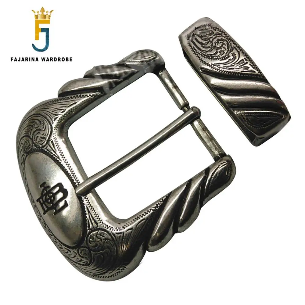 

FAJARINA Europe Palace Retro Style Silver Plating Belt Buckle Cool fashion Plate with Silvery Pin Buckles Two Pieces BCK010