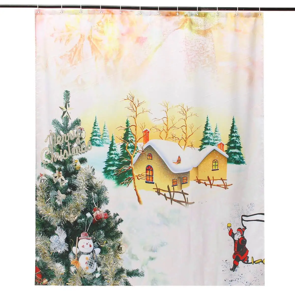 Christmas night village Shower Curtain Bathroom Waterproof Fabric & 12hooks new 