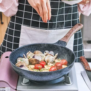 

Thickened texture die-casting frying pan pan one-piece forming non-stick frying pan imitation wood grain handle steak hand-held