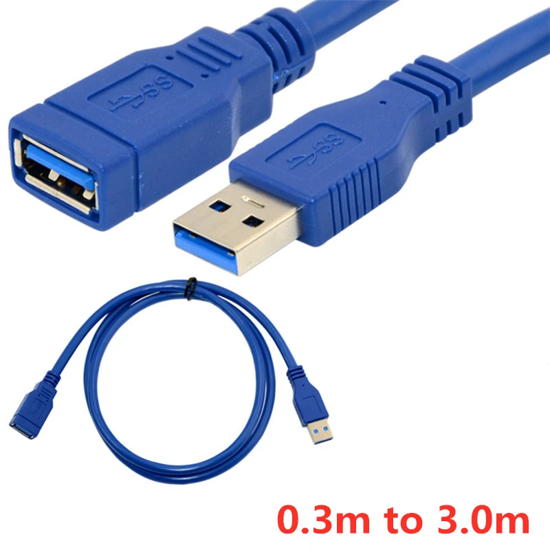 Cables Blue USB 3.0 Extension Cable Male to Female Data Sync Fast Speed Cord Connector Cable Length: 1.5M Cables Blue USB 3.0 Extension Cable Male to Female Data Sync Fast Speed Cord Connector Cable Length: 1.5M