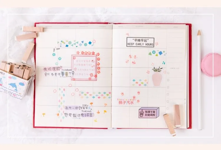 Cute Mini Diary Month Stamps Smile Face Sign Scrapbooking Material Journaling Sketchbook Planner DIY Hobby Craft Supplies