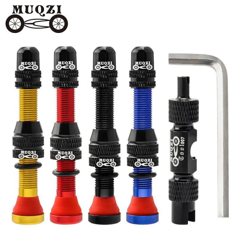 MUQZI 2PCS 40mm 60mm Schrader Valve MTB Road Bike A/V Tubeless Rim Valve CNC Wheel Valve For Tubeless Tire Cycling Accessories