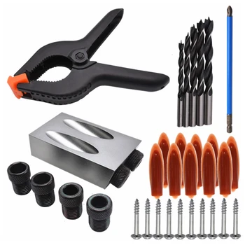 

Woodworking Pocket Hole Jig Kit 6/8/10mm Angle Drill Guide Set Hole Puncher Locator Jig Drill Bit Set DIY Carpentry Tools