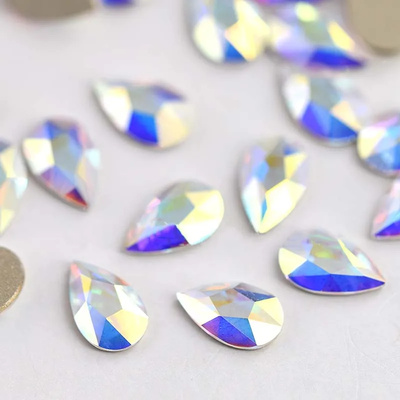 

10 Colors Nail Charming Crystal Rhinestone 5x8mm 100pcs/lot Crystal Jewelry Water-Draop Crystal Stones Flat-back Design Crystals