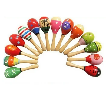 

10pcs Non Toxic Musical Party Rumba Toddler Baby Toy Wooden Rattle Handbell Instrument Gift Colorful Funny Shakers