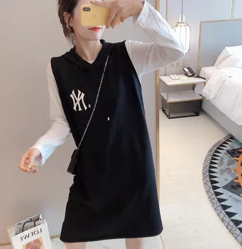 

2019 Autumn Trend Loose Round Neck Pullover Joker Medium Length Money Waistcoat T Shirt