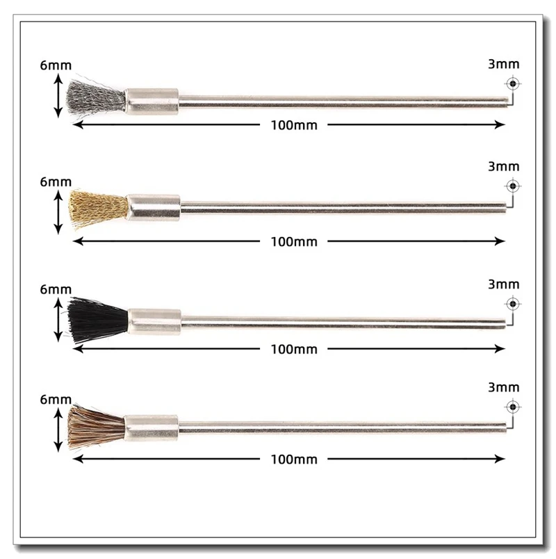 4 stücke 100mm Verlängern Edelstahl Draht Messing Borsten Kratzer Stift Form Ende Pinsel Rotary Power Tool – Detail 2