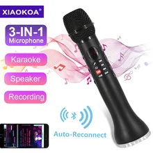 XIAOKOA-micrófono inalámbrico profesional 3 en 1 PARA Karaoke, altavoz con Bluetooth para teléfono, condensador para Ipad