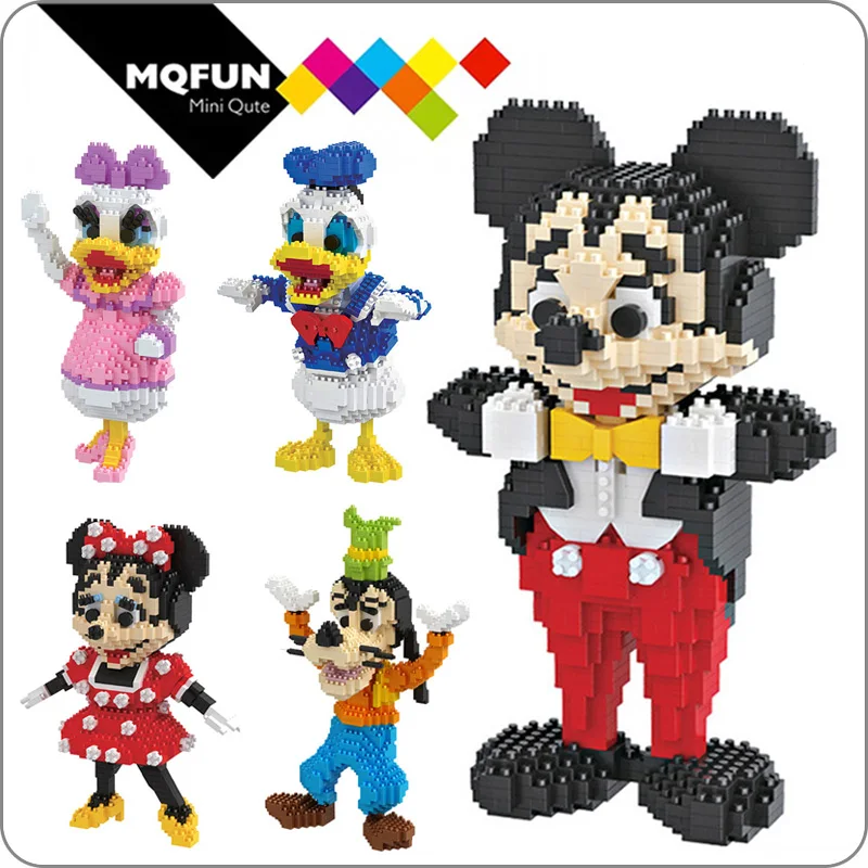 

HC Magic Blocks Minnie DIY Building Bricks Cute Cartoon Action Figures Mickey Goofy Model Kids Toys Anime Juguetes Girls Gifts