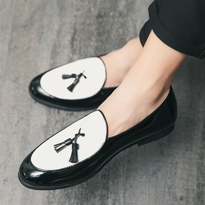 Tassel Leather Shoes Men Loafers Casual Slip on Men Dress Shoes Italian Wedding Formal Shoes Breathable Party Shoes Moccasins 5