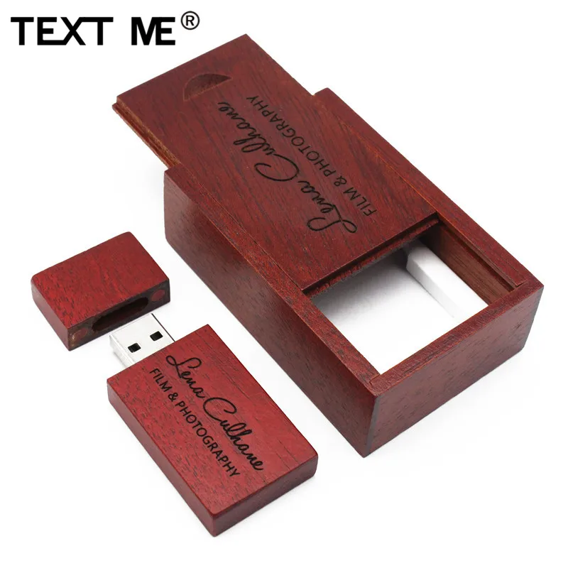 TEXT ME деревянный+ коробка персональный логотип usb флэш-накопитель 4 ГБ 8 ГБ 16 ГБ 32 ГБ 64 ГБ usb 2,0 фотография подарок
