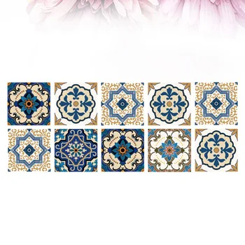 

10pcs Wallpaper Waterproof Simulation Tile Self-adhesive Artistic Wallpaper Wall Decor PVC Sticker for Bathroom
