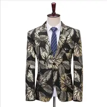 S-5XL New Fit Slim Fashion Flower Blazer Men Singers Host Dj Show Suit Jacket Stage Costumes Bridegroom Wedding Dress Plus Size