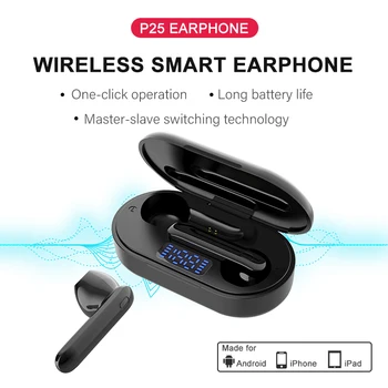 

PJD P25 Bluetooth 5.0 Earphones TWS Powerful Battery Life Wireless Headphones LED Display Earbuds Touch Sport Waterproof