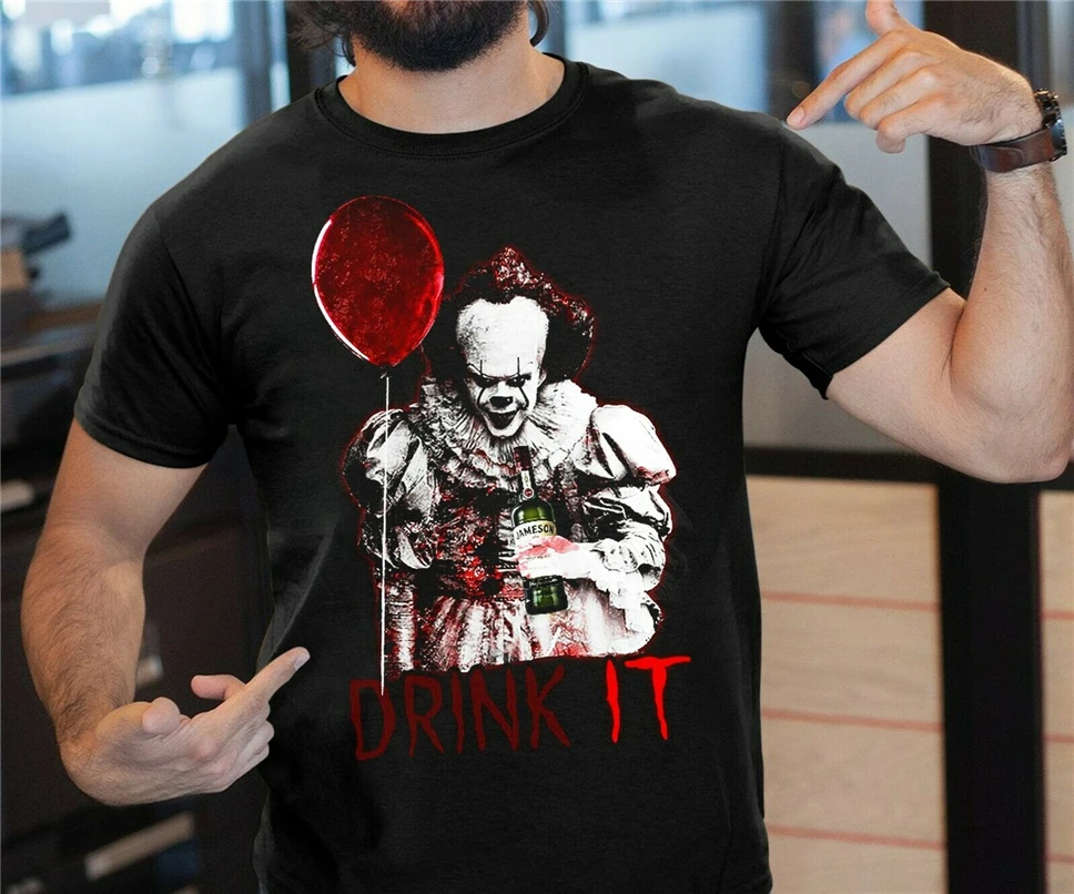 Pennywise Drink It футболка на Хэллоуин лучшие рождественские подарки | Мужская одежда