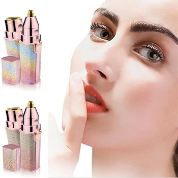 

2-in-1 Electric Eyebrow Trimmer Lipstick styling USB Charging Eye Brow Epilator Mini Shaver Razors Portable Facial Hair Remover