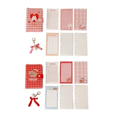 Carnet de notes en cuir avec pendentif en boule de peluche, carnet de notes rechargeable, Scrapbook, reliure à 6 anneaux, carnet de notes personnel