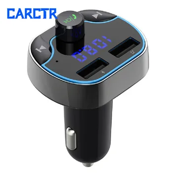 

New Car FM Transmitter Fast Charging Voice Navigation Vehicle Handsfree Phone Bluetooth MP3 Player Audio Cigarette Charger T24
