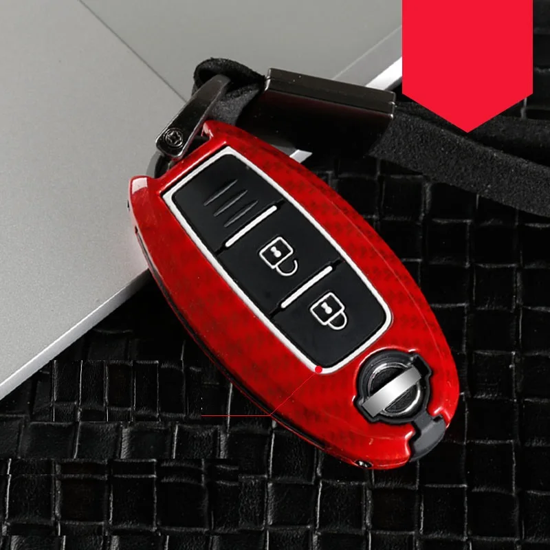 A carbon red Сплав из углеродного волокна+ силиконовый чехол для ключей чехол для Nissan Qashqai J10 J11 X-Trail t31 t32 kicks Tiida Pathfinder муранское Примечание Juke - Название цвета: A carbon red