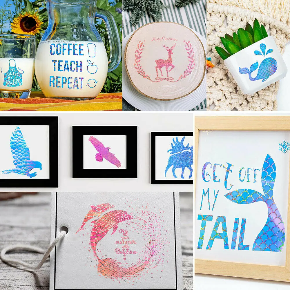 5 Sheets 12"x10" Bundle Blue Gradient Series Adhesive Vinyl Permanent Vinyl Works with Cut Cutters DIY Design for Xmas Decor