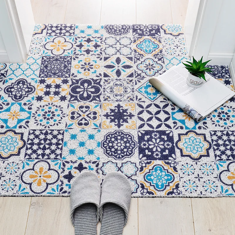 

Door Mat Home Inside Outdoor Useful Rugs Ins Door Mat Cut Imitation Flower Brick Pattern Non-Slip Dust Removal Carpet Mat Carpet