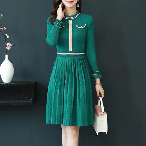 vestido plissado verde