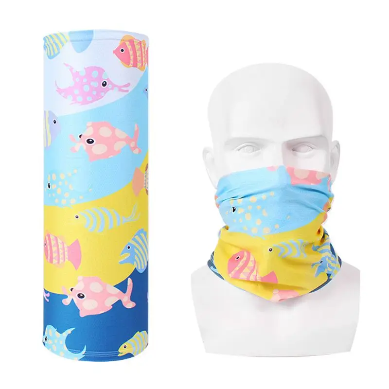 4 14 Styles Unisex Traceless Magic Neck Scarf Candy Colored Cartoon Animal Tube Headband Ice Silk Cycling Turban Face Mask Bandana - Цвет: 4