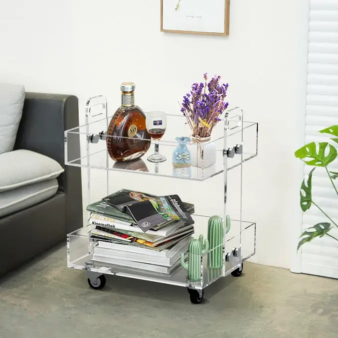 (flat Packed)onelux Original Acrylic Side Table,clear Table With Wheels
