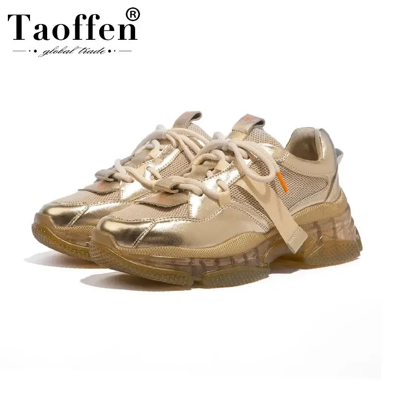 

Taoffen 2020 Real Leather Women Fashion Solid Color Breathable Sneakers Daily Autumn Ins Hot Shoes Woman Footwear Size 35-39